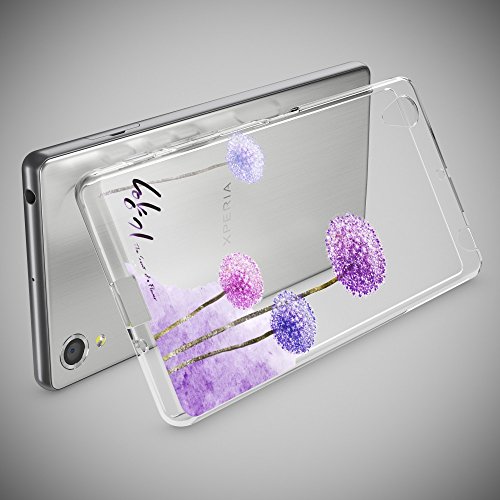 Sony Xperia X Funda Carcasa de NALIA  Protectora Movil TPU Silicona Ultra-Fina Gel Transparente Cubierta Goma Bumper Smartphone Cover Case Cristal Clear para Sony X  Designs Dandelion Pink Rosa