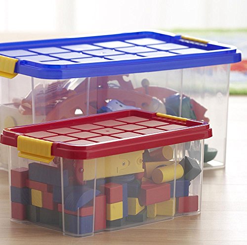 Axentia Aufbewahrungsbox Universal und stapelbar mit Deckel, Anzahl: 6 Stück, 40 x 29 x 15 cm - 3