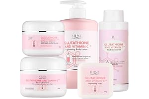 Set D'éclat Pour La Peau, Hydratant En Profondeur, Lisse Et Nourrit La Peau Avec De La Vitamine C, Du Glutathion, Du Beurre De Karité, Peau Radieuse, Pour Tous Les Types De Peau (5 Pièces)