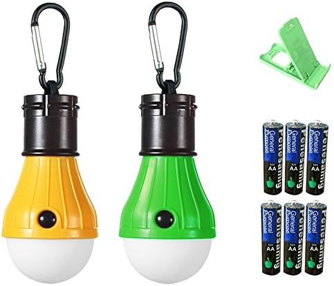 led Camping Lights led Tent Light Emergency Light [2 Pack] Yellow-green Battery 6 Cell Phone Stand Random Color YZFDBSX