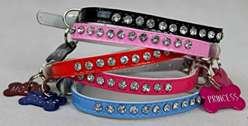 Lovely-Posh-Diamante-Bling-Jeweled-Studded-Chiwawa-Small-Dog-Puppy-Leather-Collar-Engraved-Double-Sided-Bone-Dog-Tag