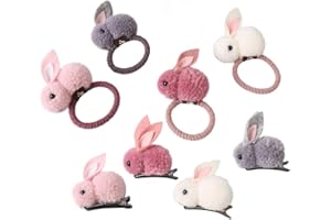 Lurrose 8 sztuk gumek do włosów królików i zajączków, elastyczne spinki do włosów, pierścienie, koński ogon, spinki do włosów, ozdoby na Wielkanoc, ozdoby do włosów dla niemowląt (przypadkowy kolor)