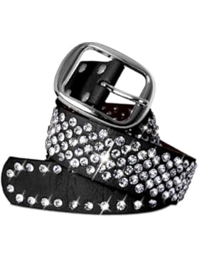 CASPAR Damen Gürtel / Hüftgürtel mit glitzernder Strass Kristall Nieten Teil Leder - viele Farben - GU260