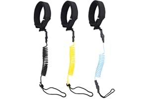 ‎TBEST Tbest Surfboard Leash Surfboard-Leine Stand Up Paddle Board Leine, Surf Surfen Paddelbeinseil Board Coiled Spring Leg Fußseil schwarz/gelb/blau