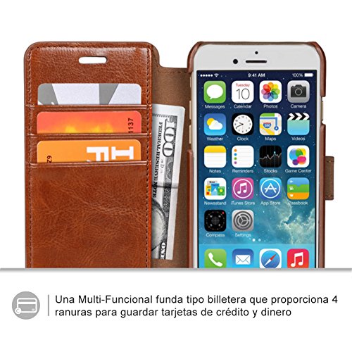 OCASE Funda iPhone 6 Fundas iPhone 6S Slim Case de Estilo Billetera con Protector de Pantalla de Vidrio Templado  Soporte Plegable  Ranuras para Tarjetas y Billetes  Broche Magn  tico