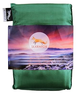 Silkrafox Sac de couchage ultra-léger, soie artificielle, le compagnon idéal des randonnées, des voyages ou du camping, vert