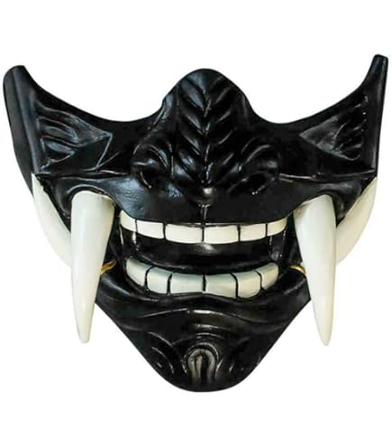 TENIREALX Hannya Demi-masque Japonais Peint à La Main Guerrier Samouraï