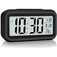 Digital Alarm Clock, Alarm Clock for Bedroom with smart night light, Indoor Temperature, Large LED Display, Battery Operated Desk Clock for Kids Birthday Gifts