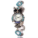Ouneed® Uhren, Mütter Tag Geschenk Damen glitzer Bling Diamond Weinlese-Eulen-Art- und Weisefrauen Quarz-Armband-Marken-Uhr-Geschenk-Armbanduhr (A)
