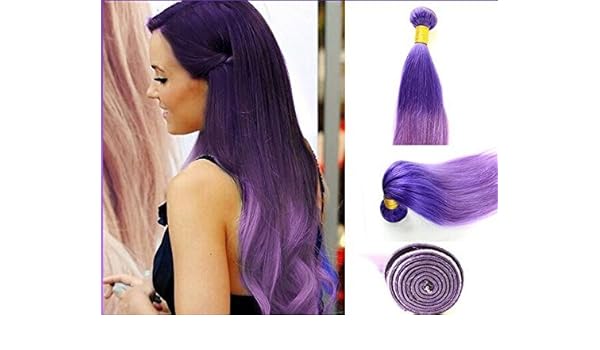 Uniwigs 100 Brazilian Remy Human Hair Weft Ombre Color Blue To