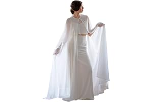 EllieHouse Women's Long Chiffon Bridal Cape Wedding Veil Cloak T13