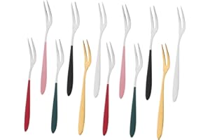 COLLBATH 12pcs Acciaio Inox Forchette Frutta Mini Forchette Da Torta Per Snack Dolci E Frutta Leggero E Compatto Per Casa Ristorante E Feste
