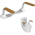 Toilet Safety Rails,Folding Toilet Safety Frame，Toilet Handle Bars with Arms，Heavy Duty Hand Rail Support for Elderly Seniors Handicap and Disabled Adults（Wood）