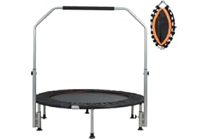 Panana Foldable Mini Trampoline, Fitness Trampoline Rebounder with Adjustable Handlebar for Adults, Exercise Trampoline Bouncer for Adults Home Gym Jumping Workout, 150kg Capacity