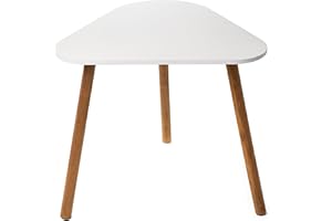 ‎SPETEBO Spetebo Holz Beistelltisch dreieckig weiß - 43 x 38 cm - Deko Couchtisch mit 3 Beinen - Sofatisch Kaffeetisch Blumenhocker Pflanzenständer eckig
