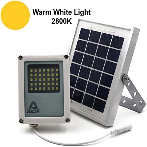 ALPHA 180X Solar Flood Light (Warm White LED) as Security Floodlight and Area Lighting for Farm Area, Yard, Home Garden, Remote Cabin, Alley, Warm White Light
