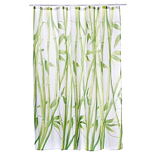 Duschvorhang Bambus textil – Hygienisch & elegant | Badewannen-Vorhang 100% Polyester Badewanne Anti Schimmel 180 x 180 cm waschbar | Dekoration Feng Shui Bamboo | asiatischer stil - 3