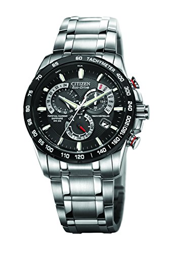 Citizen Men's Eco-Drive Chronograph Watch with Black Dial and Stainless Steel Bracelet AT4008-51E