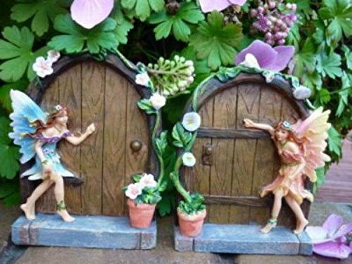 Set of 2 Sparkle Fairy Door Garden Home Ornament - 6