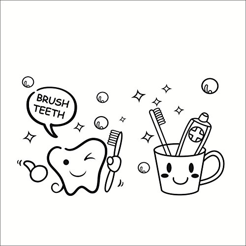 Price comparison product image Removable Teeth brush Waterproof Simple Wall Stickers Art Decal Decor for Bathroom