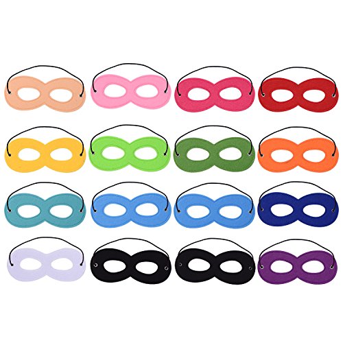 Blulu 16 Stück Superhero Masken Filz Masken Masken Aaugenmaske Halbmasken Party Masken mit Elastischen Seil für Party