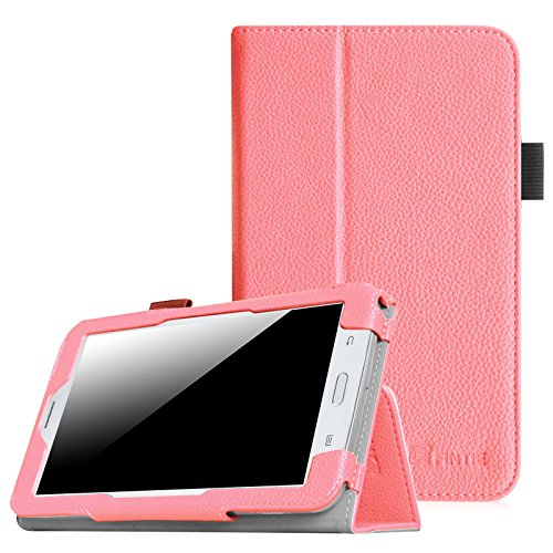 [Eckenschutz] Fintie Samsung Galaxy Tab 3 7.0 Lite T110 T111 T113 T116 Hülle Case - Slim Fit Folio Bookstyle Kunstleder Schutzhülle Cover Tasche mit Ständerfunktion für Tab 3 Lite 7.0 Zoll Tablet, Rosa