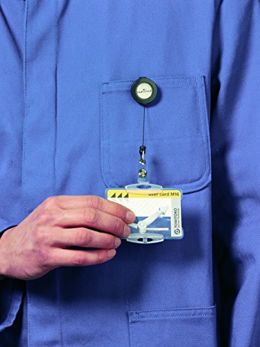 Durable Badge Reel - Soporte de tarjeta identificativa con cord  n retr  ctil  10 unidades  extensible hasta 80 cm   gris