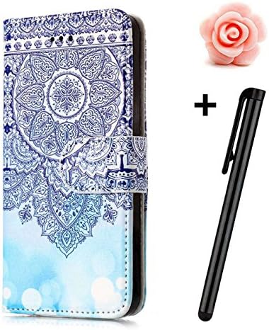 Huawei P10 Lite Case,Huawei P10 Lite Leather Case,TOYYM Retro Creative Pattern Design Luxury Magnet Wallet PU Leather Stand Flip Foldable Cover Full Body Protection Bookstyle Phone Case with Card Slots for Huawei P10 Lite-Blue Mandala