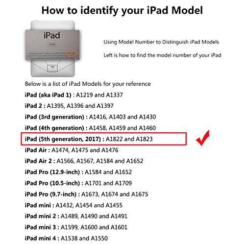 Neues iPad 2017, 9.7 Zoll Hülle, ULAK ultra dünne magnetische Selbstweck u. Schlaffunktion intelligente Abdeckung Trifold Standplatz-Fall mit Entwerfer-harte rückseitige Shell für neues iPad 9.7 Zoll 2017 Modell (Lavendel) - 3