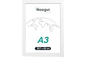 NOOGUI Cadre A3 | Bois | Cadre photo A3 | Dimensions 29,7X42 cm | Idéal pour les Photos et les Certificats (Blanc, A3 (30x42 cm))