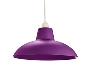 Industrial Retro Designed Matt Purple Curved Metal Ceiling Pendant Light Shade | 60w Maximum | 29cm Diameter by Happy Homewares