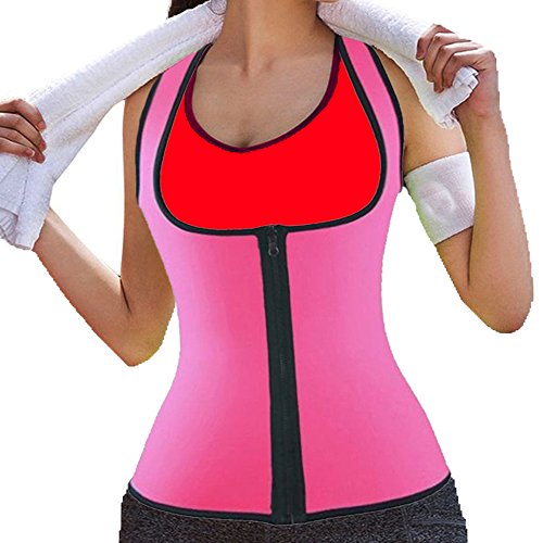 DODOING Damen Zipper Sport Neopren Abnehmen Fitnessgürtel Bauch Korsett Körper Shaper Kompressions Sweat Vest Hot Neopren Sauna Tank Top Weste für Gewichtsverlust