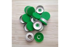 KT TECH 200pcs/lot 20mm Aluminum plastic caps flip off caps for glass vials (Green)