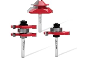 CSOOM 3 pezzi di presa per legno, Fresa per tagli a 45 gradi, Frese per Linguette e Scanalature, fusto da 8 mm, ideale per MDF, legno duro, legno tenero e truciolato