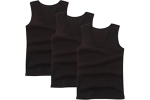 XINYUNZU 3er Pack Tank Top Kinder Baumwolle Unterhemd Rundhals Ärmellose Shirt Casual Tanktop Einfarbig Freizeit Tops Sommer Unterhemden für Jungen und Mädchen 2-14 Jahre