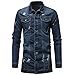 Produktbild Geili Herren Jeans Jacket Biker Style Jeansjacke Vintage Washed-Out Denim Jacke Lang Sweatjacke Sweatshirt Männer Herbst Große Größen Übergangsjacke Freizeit Mantel Outwear