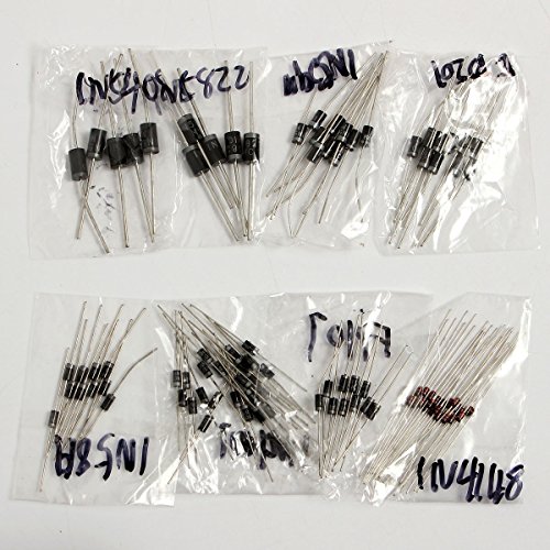 Set von 100 PCS 8 Werte Gleichrichter Dioden Bag Sortiment Kit für Arduino (25 x 1 N4148, 25 x 1 N4007, 10 x 1 N5819, 10 x 1 N5399, 10 x FR107, 10 x fr207, 5 x 1 N5408, 5 x 1 N5822) - 6