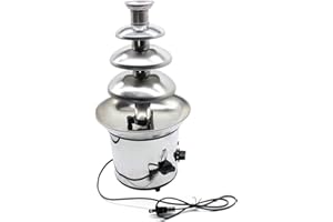 XIGNER Fontana di cioccolato a 4 ripiani, grande fontana di cioccolato, con funzione di fusione, in acciaio inox, 170 W, cascate lisce per frutta e pasticceria – Fontana di cioccolato