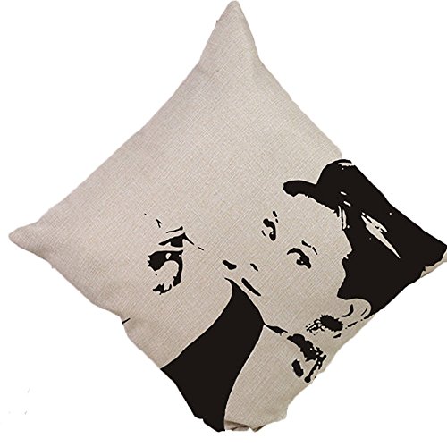 Vanki retro style Cotton Linen Square Decorative Throw Pillow Case Cushion Cover 18 x 18 inches , Audrey Hepburn Classic Smoke Cigarette Holder pattern