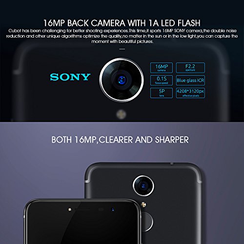 CUBOT Note Plus Smartphone 4G LTE Ohne Vertrag mit Fingerabdruck-Sensor, 5.2-Zoll-IPS-Bildschirm, Dual RÃ¼ckkamera, Dual SIM Standby, Android 7.0, 3GB RAM + 32 GB ROM, Bluetooth, GPS, WiFi(Schwarz)