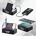 REMAXX Digital Alarm Clock with 15w Wireless Charger and Pen Holder | 2 USB & 1 Type C Output, Mobile Stand, Dual Alarms, 12/24H Time Mode, Brightness Control