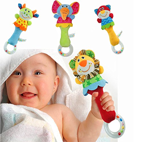 JTENGYAO Baby Infant Plush Animal Plush Baby Rattle and Rock Toy,Lion