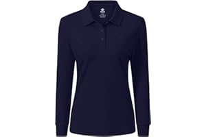 AjezMax Damen Poloshirt Baumwolle Golf Wintershirt Langarm Oberteile Sports Training Polo mit Kragen