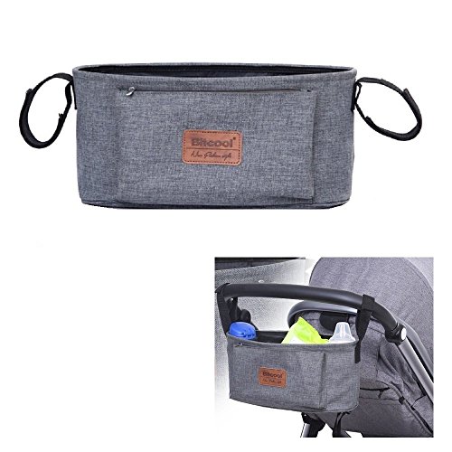 Homgaty Baby Pram Storage Oxford Fabric Stroller Hanging Bag Cup Bottle Drinks Food Holder Organizer (Grey)