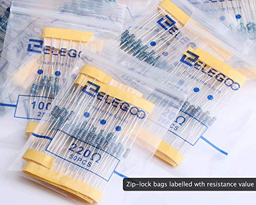 ELEGOO 17 Valores 1  Conjunto de Resistores  0 Ohm-1M Ohm  Paquete de 525 
