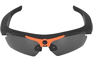 CUEI Camera Glasses, Full HD 1080P Wearable Sunglasses Camera with Polarized Protection Lenses Non Slip Glasses Foot Cover, Unisex Sport Design Video Recording Camera for Riding Motorcycle(Orange)