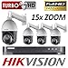 Produktbild Hikvision CCTV-System 4 CH DVR 1080P ds-7204hqhi-k1 PTZ Dome, 2 MP 1080P, CMOS, 15 x optischer Zoom 1920 x 1080 hd-tvi CVBS BNC 100 m Turbo, Nachtsicht, Outdoor-Kit mit Mount-Halterung mit ds-2ae4215ti-d ds-1602zj/Wand