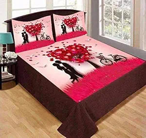 GS Traders Digital Heart Print 300 TC Velvet Fabric Super Soft Touch King Size Camouflage Double Bedsheet with 2 Pillow Cover (Multicolour, 90 x 100 inch)