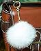Price comparison product image 3 FOR 2! White 8cm GOLD Metal Clasp Keyring Pompom Keychain Ball Real Fur 8cm Monster Soft Fluffy Charm Dangle Fendi Michael Kors Cute Furry Friends Dune Rabbit Designer Genuine Unique Different Unusual Stylish Snake Glamorous Elegant (White)