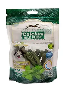 Pets Empire Calcium Milk Plus Dog Dental Bone Treats, Dental Chews for Dogs (Peppermint, Medium-7 cm ( 180 GMS ) 20 Pcs)